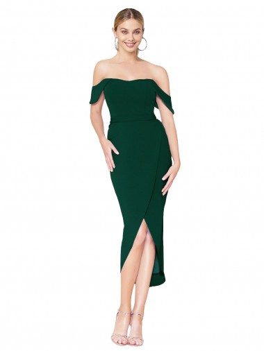 Sleeveless Off the Shoulder Stretch Crepe Mermaid High Low Evening Dress Online