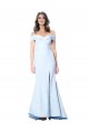 Sleeveless Light Sky Blue Off the Shoulder Stretch Crepe Mermaid Evening Dress Online