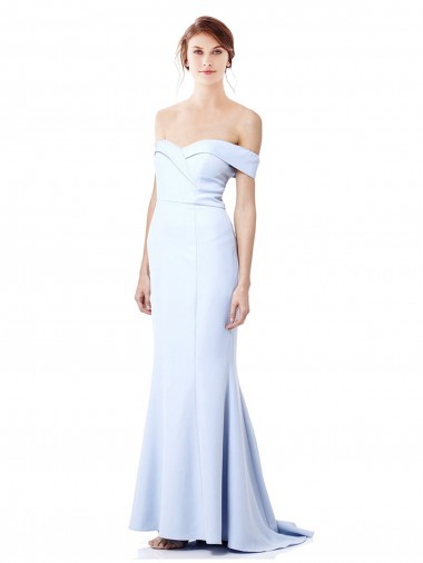 Sleeveless Light Sky Blue Off the Shoulder Stretch Crepe Mermaid Formal Dress Online