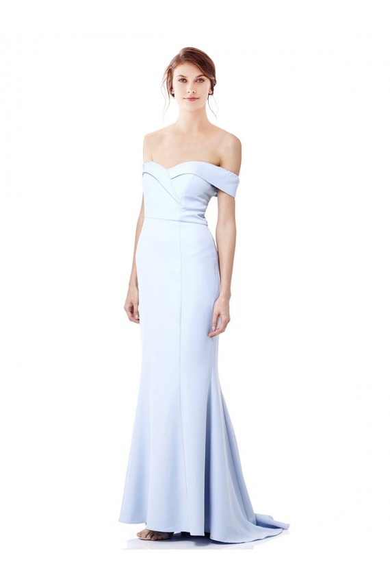 Sleeveless Light Sky Blue Off the Shoulder Stretch Crepe Mermaid Formal Dress Online