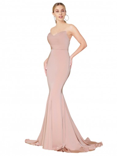Sleeveless Mauve Sweetheart Low Back Stretch Crepe Mermaid Formal Dress Online