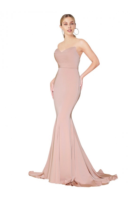 Sleeveless Mauve Sweetheart Low Back Stretch Crepe Mermaid Formal Dress Online