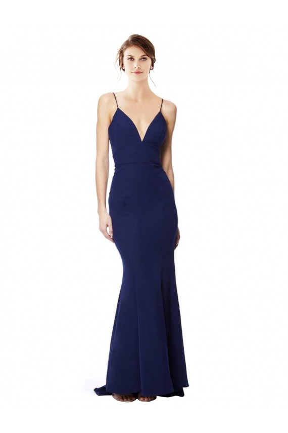 Sleeveless Spaghetti Straps Open Back Stretch Crepe Mermaid Formal Dress Online