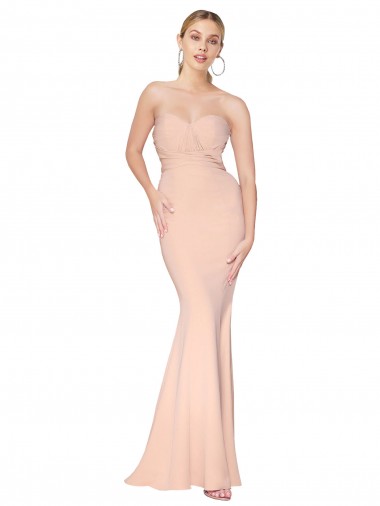 Sleeveless Nude Sweetheart Stretch Crepe Mermaid Formal Dress Online