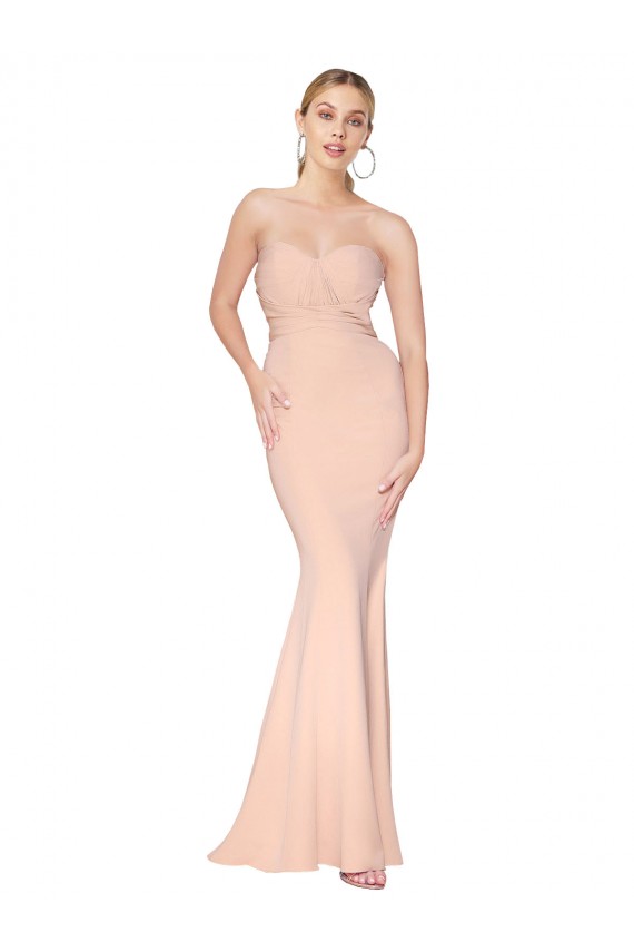 Sleeveless Nude Sweetheart Stretch Crepe Mermaid Formal Dress Online