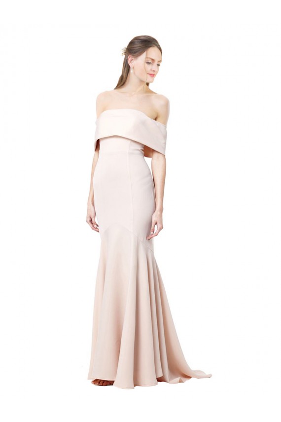 Sleeveless Nude Off the Shoulder Stretch Crepe Mermaid Formal Evening Dress Online