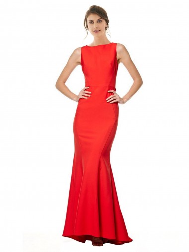 Sleeveless Halter Neck Open Back Stretch Crepe Mermaid Evening Dress Online