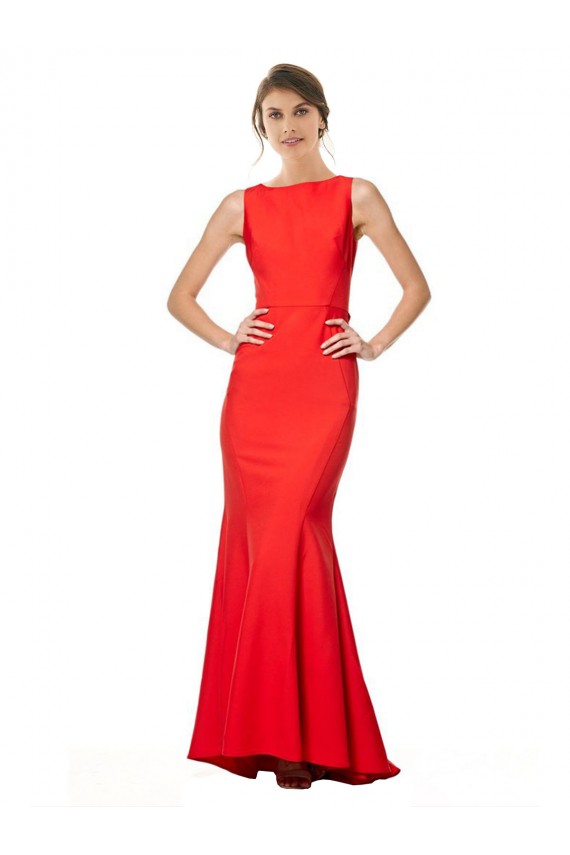 Sleeveless Halter Neck Open Back Stretch Crepe Mermaid Evening Dress Online