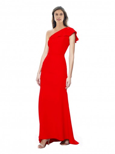Sleeveless Red One Shoulder Stretch Crepe Mermaid Formal Dress Online