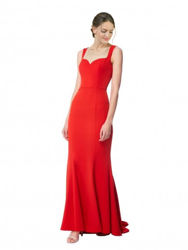 Sleeveless Red Sweetheart Stretch Crepe Mermaid Formal Evening Dress Online