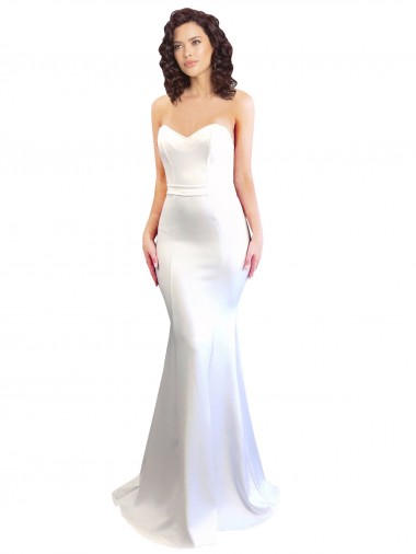 Sleeveless White Sweetheart Low Back Stretch Crepe Mermaid Formal Evening Dress Online