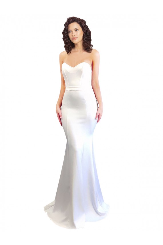 Sleeveless White Sweetheart Low Back Stretch Crepe Mermaid Formal Evening Dress Online