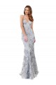 Sleeveless Silver V-Neck Backless Stretch Crepe & Sequin Tulle Mermaid Formal Evening Dress Online