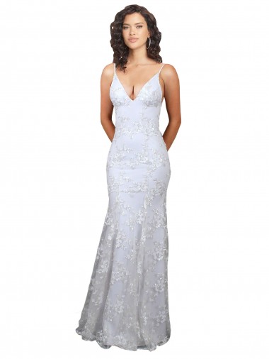 Sleeveless White V-Neck Backless Stretch Crepe & Sequin Tulle Mermaid Formal Evening Dress Online