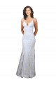 Sleeveless White V-Neck Backless Stretch Crepe & Sequin Tulle Mermaid Formal Evening Dress Online