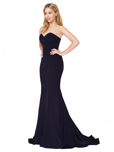 Sleeveless Dark Navy Sweetheart Stretch Crepe Mermaid Formal Evening Dress Online