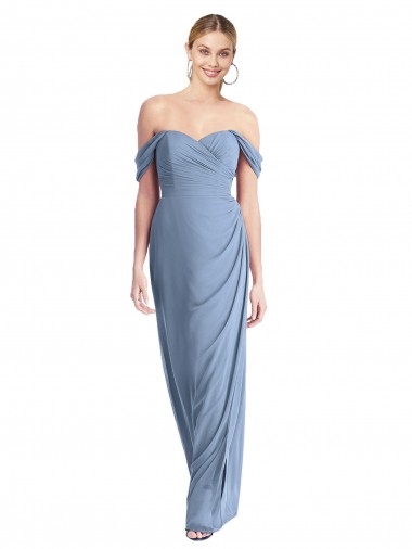 Sleeveless Off the Shoulder Low Back Soft Chiffon Mermaid Semi Formal Evening Dress Online