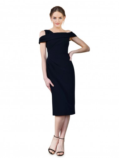 Sleeveless Dark Navy Off the Shoulder Stretch Crepe Mermaid Formal Evening Dress Online