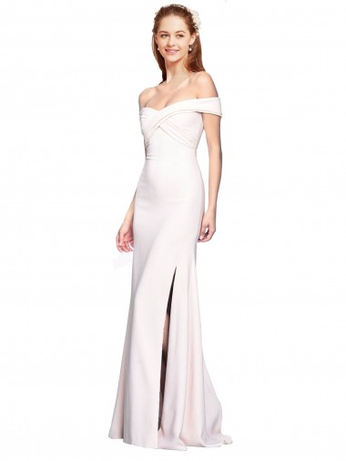Sleeveless White Off the Shoulder Stretch Crepe Mermaid Formal Dress Online