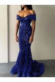 Sleeveless Off the Shoulder Velvet Sequin Mermaid Evening Dresses Online