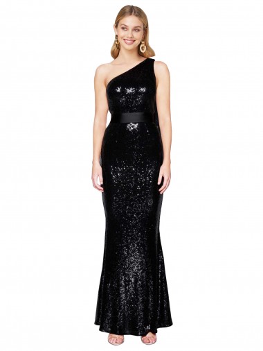 Sleeveless One Shoulder Sequin Mermaid Formal Evening Dress Online