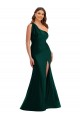 Sleeveless Ever Green One Shoulder Silky Satin Mermaid Plus Size Formal Evening Dress Online