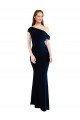 Sleeveless Dark Navy One Shoulder Stretch Crepe Mermaid Formal Evening Dress Online