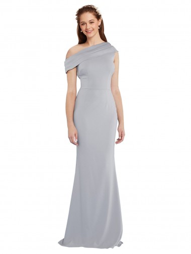 Sleeveless Grey One Shoulder Stretch Crepe Mermaid Formal Dress Online
