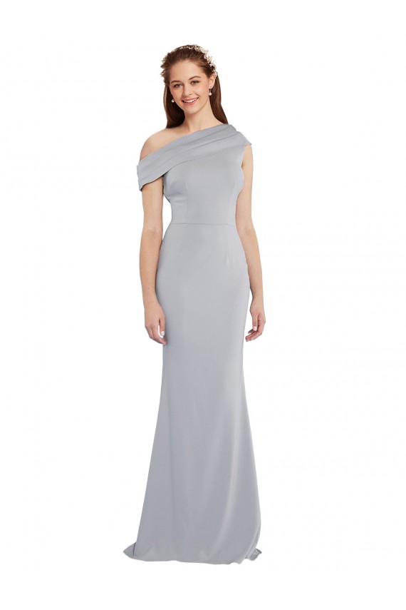 Sleeveless Grey One Shoulder Stretch Crepe Mermaid Formal Dress Online