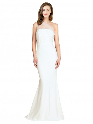 Sleeveless One Shoulder Stretch Crepe & Tulle Mermaid Formal Evening Dress Online