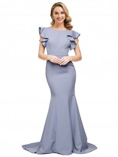 Sleeveless Round Neck V-Back Stretch Crepe Mermaid Formal Evening Dress Online