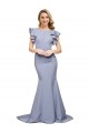 Sleeveless Round Neck V-Back Stretch Crepe Mermaid Formal Evening Dress Online