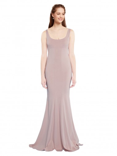 Cap Sleeves Scoop Neck Stretch Crepe Mermaid Formal Evening Dress Online