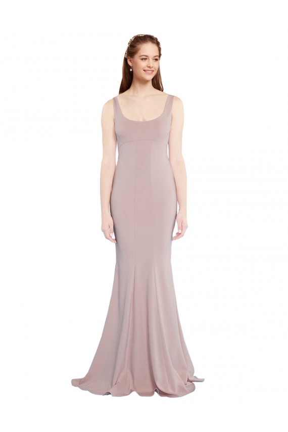 Cap Sleeves Scoop Neck Stretch Crepe Mermaid Formal Evening Dress Online