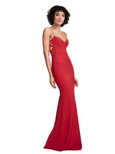 Sleeveless Spaghetti Straps Stretch Crepe Mermaid Evening Dress Online