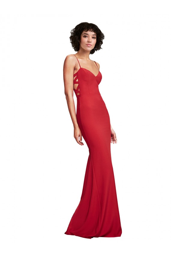 Sleeveless Spaghetti Straps Stretch Crepe Mermaid Evening Dress Online