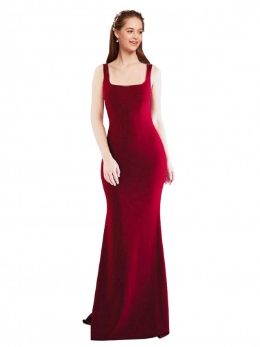 Sleeveless Square Neck Stretch Crepe Mermaid Formal Evening Dress Online