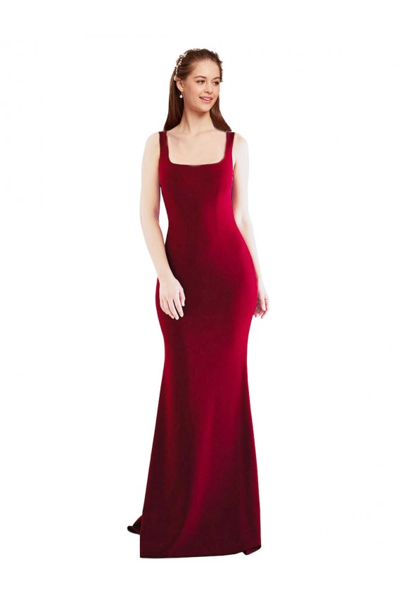 Sleeveless Square Neck Stretch Crepe Mermaid Formal Evening Dress Online