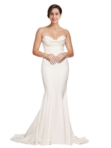 Sleeveless Cowl Neck Low Back Stretch Satin Mermaid Evening Dress Online