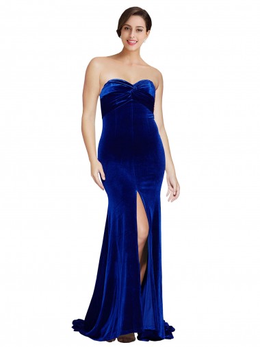Sleeveless Sweetheart Low Back Stretch Velvet Mermaid Formal Evening Dress Online