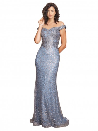 Sleeveless Off the Shoulder Sequin Mermaid Formal Dress Online