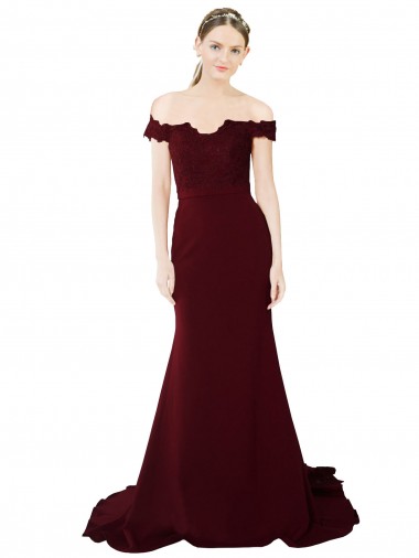 Sleeveless Off the Shoulder V-Back Stretch Crepe & Lace Mermaid Formal Evening Dress Online