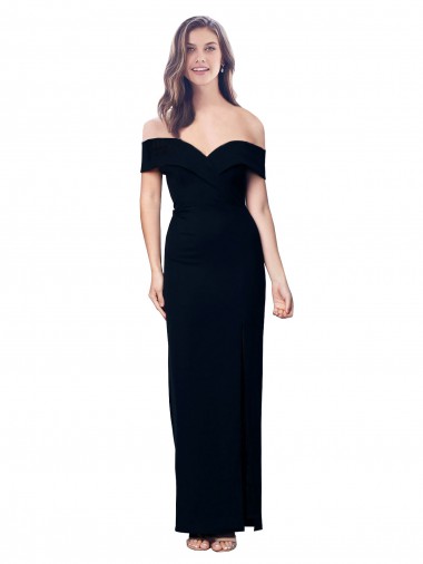 Sleeveless Black Off the Shoulder Stretch Crepe Mermaid Formal Dress Online