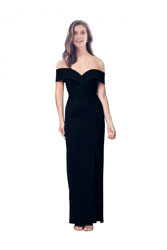 Sleeveless Black Off the Shoulder Stretch Crepe Mermaid Formal Dress Online