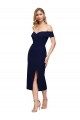 Sleeveless Dark Navy Off the Shoulder Stretch Crepe Mermaid Evening Dresses Online