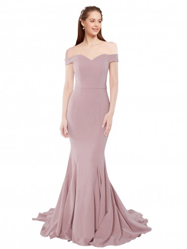 Sleeveless Off the Shoulder Stretch Crepe Mermaid Evening Dress Online
