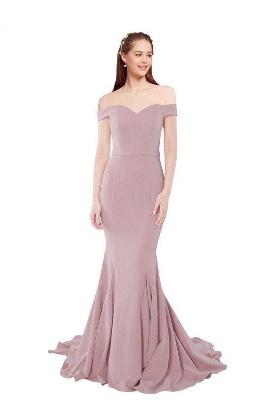 Sleeveless Off the Shoulder Stretch Crepe Mermaid Evening Dress Online