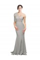 Sleeveless One Shoulder Low Back Stretch Crepe & Tulle Mermaid Formal Evening Dress Online