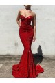 Sleeveless Sweetheart Velvet Sequin Mermaid Evening Gown Online