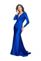 Long Sleeves V-Neck V-Back Silky Satin Mermaid Formal Evening Dress Online